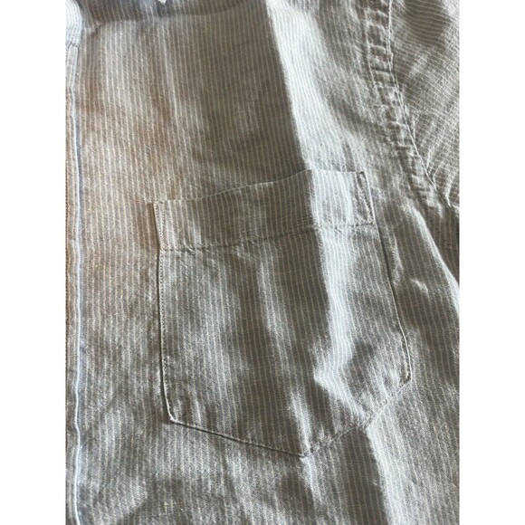 Banana Republic Men's Blue Stripe Linen Slim Fit Short Sleeve Shirt Size M - Picture 4 of 6